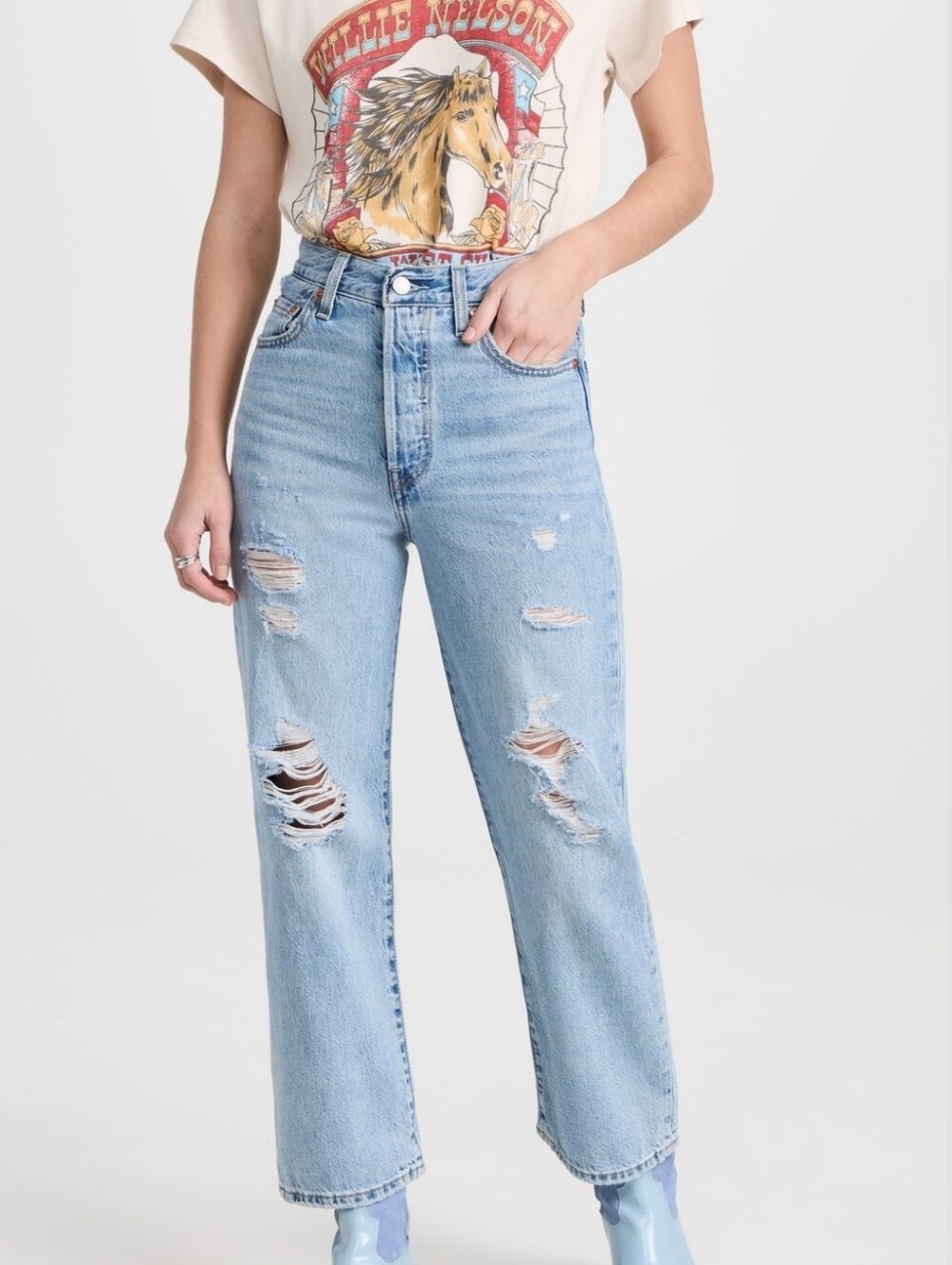 Levi's Light Wash Distressed Boyfriend Jeans
